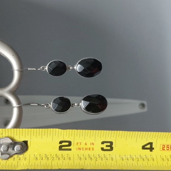 Charles Albert Black Onyx And Sterling Silver Dangle Earrings - Picture 4 of 5